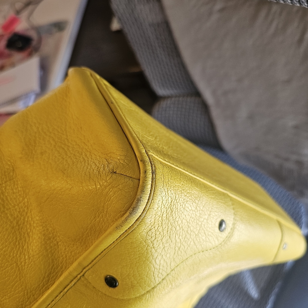 Coach Mickie Large Leather Grain Tote Bag, Yellow, F34039 - Picture 6 of 14